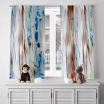 Abstract Window Curtains - Blue, Red and White Watercolor Style Print - Deja Blue Studios