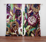 Abstract Floral Window Curtains - Purple and Burgundy Painted Style Maximalist Print - Deja Blue Studios