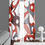 Abstract Window Curtains - Red, White and Gray Picaso-Esque Style Print - Deja Blue Studios
