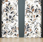 Abstract Damask Window Curtains - Brown, Beige, and Gray Modern Elegant Style Print - Deja Blue Studios