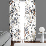 Abstract Damask Window Curtains - Brown, Beige, and Gray Modern Elegant Style Print - Deja Blue Studios