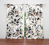 Abstract Damask Window Curtains - Brown, Beige, and Gray Modern Elegant Style Print - Deja Blue Studios
