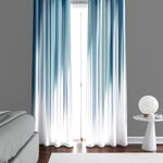 Abstract Striped Window Curtains - Blue and White Falling Rain Stripes - Deja Blue Studios