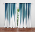 Abstract Striped Window Curtains - Blue and White Falling Rain Stripes - Deja Blue Studios