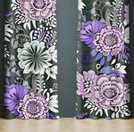 Floral Window Curtains - Bold Pink and Purple Large Flowers Print - Deja Blue Studios