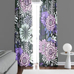Floral Window Curtains - Bold Pink and Purple Large Flowers Print - Deja Blue Studios