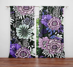 Floral Window Curtains - Bold Pink and Purple Large Flowers Print - Deja Blue Studios