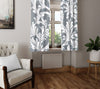 Abstract Damask Window Curtains - Gray and White Ornate Style Pattern - Deja Blue Studios