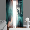 Abstract Smoke Window Curtains - Turquoise, Pink and Black Swirl Pattern - Deja Blue Studios