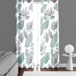Chic Window Curtains - Green and Purple Abstract Leaf Style Print - Deja Blue Studios