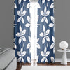 Floral Window Curtains - Blue and White Simple Flower Print - Deja Blue Studios