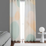 Calming Shapes Window Curtains - Green, Brown and Orange Abstract Circles - Deja Blue Studios