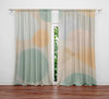 Calming Shapes Window Curtains - Green, Brown and Orange Abstract Circles - Deja Blue Studios