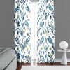Chic Farmhouse Blue Window Curtains - Small Print Leaf and Wheat Abstract Design - Deja Blue Studios