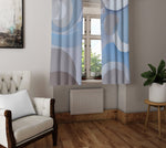 Abstract Window Curtains - Abstract Smears and Shapes in Blue and Brown - Deja Blue Studios