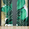 Floral Window Curtain - Green Monstera Leaf and Tan Fern - Deja Blue Studios