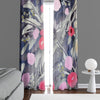 Floral Window Curtain - Abstract Pink and Gray Flowers - Deja Blue Studios