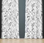 Abstract Window Curtain - Black and White Criss Cross - Deja Blue Studios