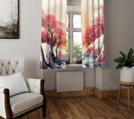 Abstract Window Curtain - Watercolor Red and Gold Autumn - Deja Blue Studios