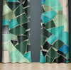 Abstract Window Curtain - Green Broken Mosaic Tiles - Deja Blue Studios