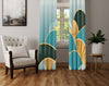 Abstract Window Curtain - Blue and Yellow Geode Fans - Deja Blue Studios