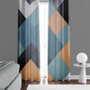 Chevron Window Curtain - Blue, Yellow, and Black Blocky Chevron - Deja Blue Studios