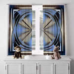 Abstract Window Curtain - Blue and Gray Kaleidoscope - Deja Blue Studios