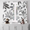 Floral Window Curtain - Grayscale Leaf Bunches - Deja Blue Studios