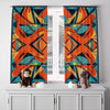 Abstract Window Curtain - Blue and Orange Retro Pattern - Deja Blue Studios