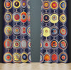 Abstract Window Curtain - Retro Blue and Orange Polka Dots - Deja Blue Studios