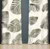 Floral Window Curtain - Green and Tan Monstera Leaves - Deja Blue Studios