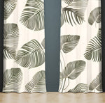 Floral Window Curtain - Green and Tan Monstera Leaves - Deja Blue Studios