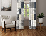 Checkered Window Curtain - Black and White Abstract Pattern - Deja Blue Studios