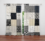 Checkered Window Curtain - Black and White Abstract Pattern - Deja Blue Studios