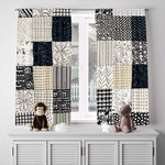 Checkered Window Curtain - Black and White Abstract Pattern - Deja Blue Studios