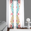 Abstract Window Curtain - Blue, Red, and Gold Wavy Feathered Pattern - Deja Blue Studios