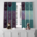 Striped Window Curtain - Abstract Purple and Blue Stripes - Deja Blue Studios