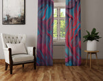 Abstract Window Curtain - Blue and Red Faux Alcohol Ink Pattern - Deja Blue Studios