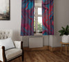 Abstract Window Curtain - Blue and Red Faux Alcohol Ink Pattern - Deja Blue Studios