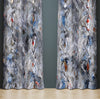 Abstract Window Curtain - Gray, Blue, and Red Watercolor Pattern - Deja Blue Studios