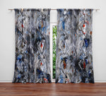 Abstract Window Curtain - Gray, Blue, and Red Watercolor Pattern - Deja Blue Studios