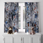 Abstract Window Curtain - Gray, Blue, and Red Watercolor Pattern - Deja Blue Studios