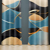 Abstract Window Curtain - Blue, Back, and Gold Wavy Canvas - Deja Blue Studios