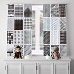 Patterned Window Curtain - Brown and Blue Multi Stripes and Dots - Deja Blue Studios