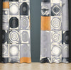Abstract Window Curtain - Gray, Black, and Gold Polka Dots - Deja Blue Studios