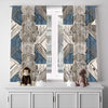 Abstract Window Curtain - Geometric Gray and Blue Grecian Pattern - Deja Blue Studios