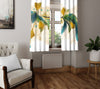 Abstract Window Curtain - Blue and Yellow Peacock Feather Pattern - Deja Blue Studios