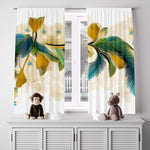 Abstract Window Curtain - Blue and Yellow Peacock Feather Pattern - Deja Blue Studios
