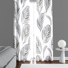 Floral Window Curtain - Black and White Abstract Monstera Leaves - Deja Blue Studios