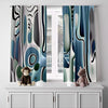 Striped Window Curtain - Blue and Gray Abstract Paint Stripes - Deja Blue Studios